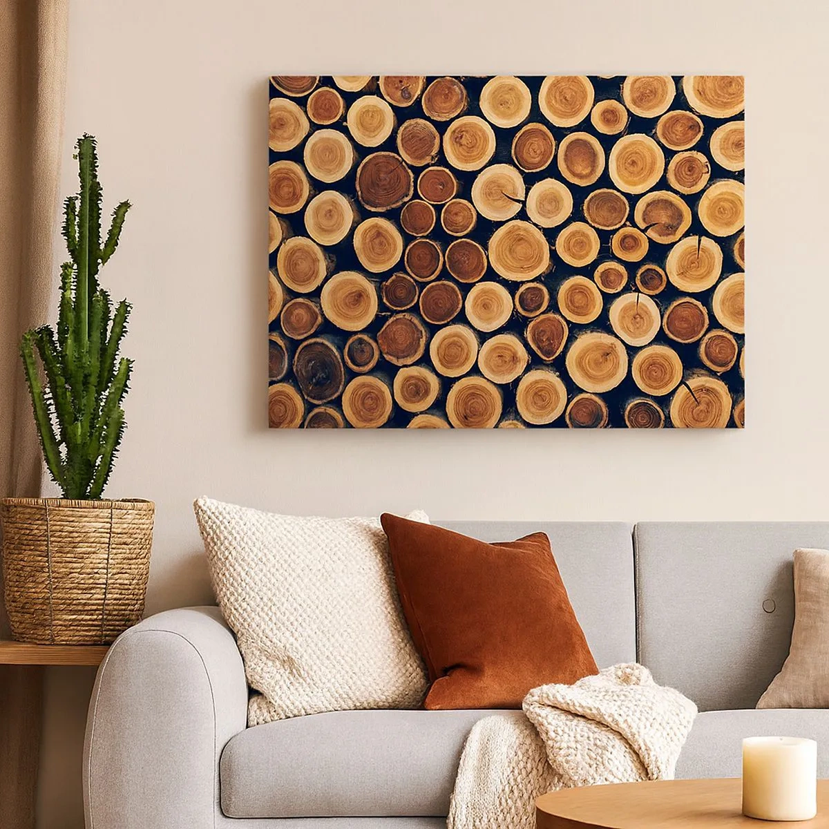 Quadro su tela - Stampe su Tela - Modello realizzato con sezioni trasversali di tronchi di legno - 70x50cm - Quanti anni mi dai? - Decorazione murale moderna per soggiorno e camera da letto ARTTOR