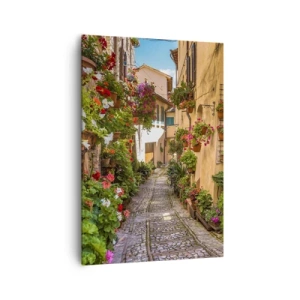 Quadro su tela - Stampe su Tela - Una strada affascinante piena di fiori e vasi di fiori - 70x100cm - Angolo italiano - Decorazione murale moderna per soggiorno e camera da letto ARTTOR