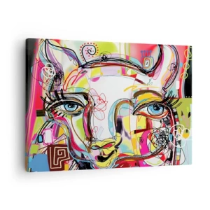 Quadro su tela - Stampe su Tela - Ritratto colorato in stile artistico astratto - 70x50cm - La ricchezza della natura felina - Decorazione murale moderna per soggiorno e camera da letto ARTTOR