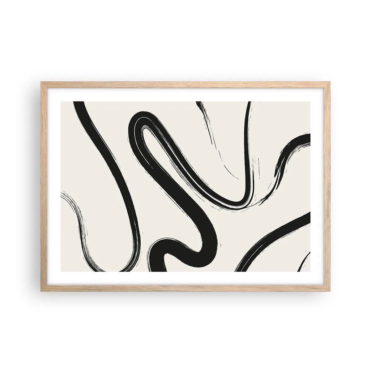 Poster in cornice rovere chiaro - Capriccio bianco e nero - 70x50 cm