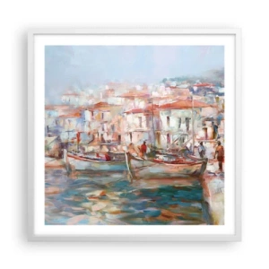 Poster in cornice bianca - Vacanze in pastello - 60x60 cm