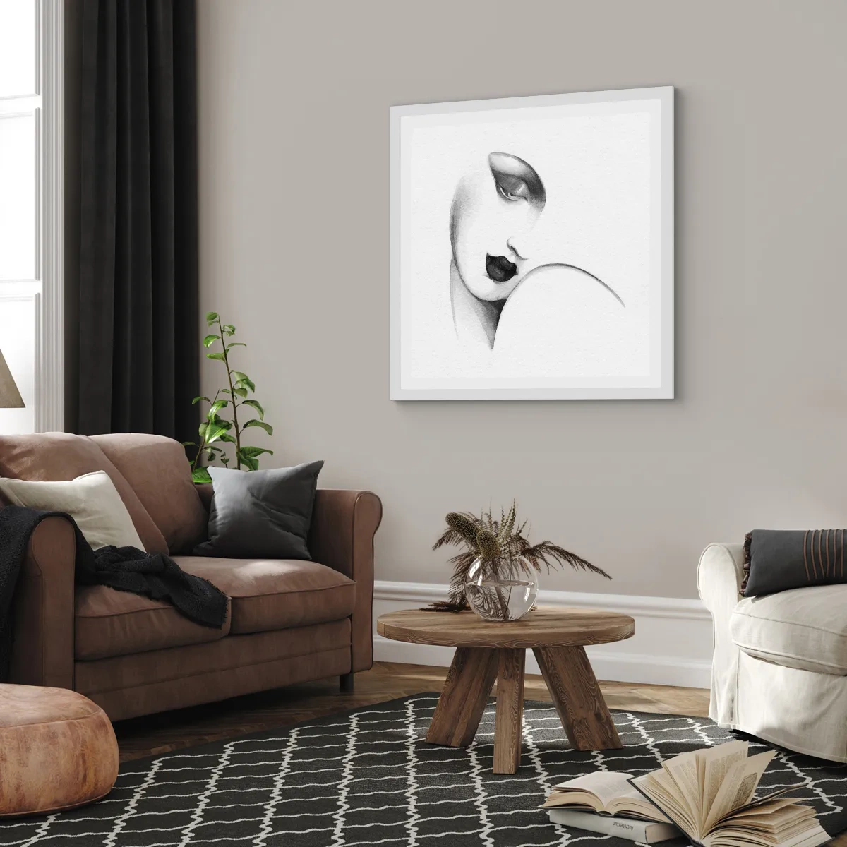 Poster in cornice bianca - Nello stile di Lempicka - 30x30 cm