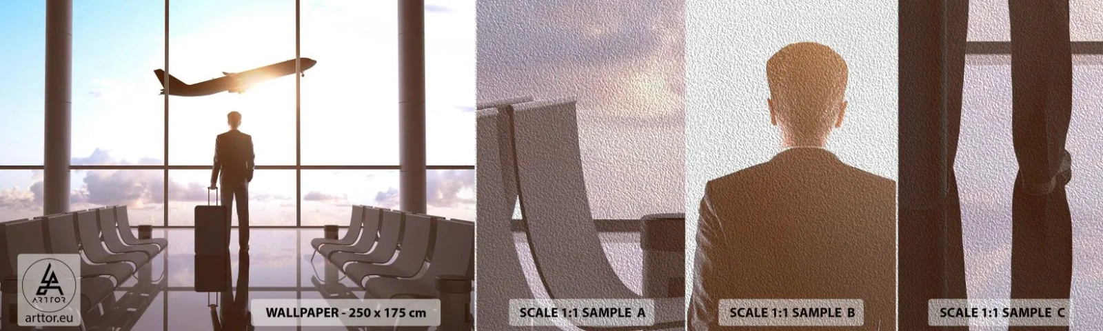 Campione di Fotomurale Premium Sand - Hai tempo, rallenta - Aeroporto, Aereo, Viaggi - 100x30 cm