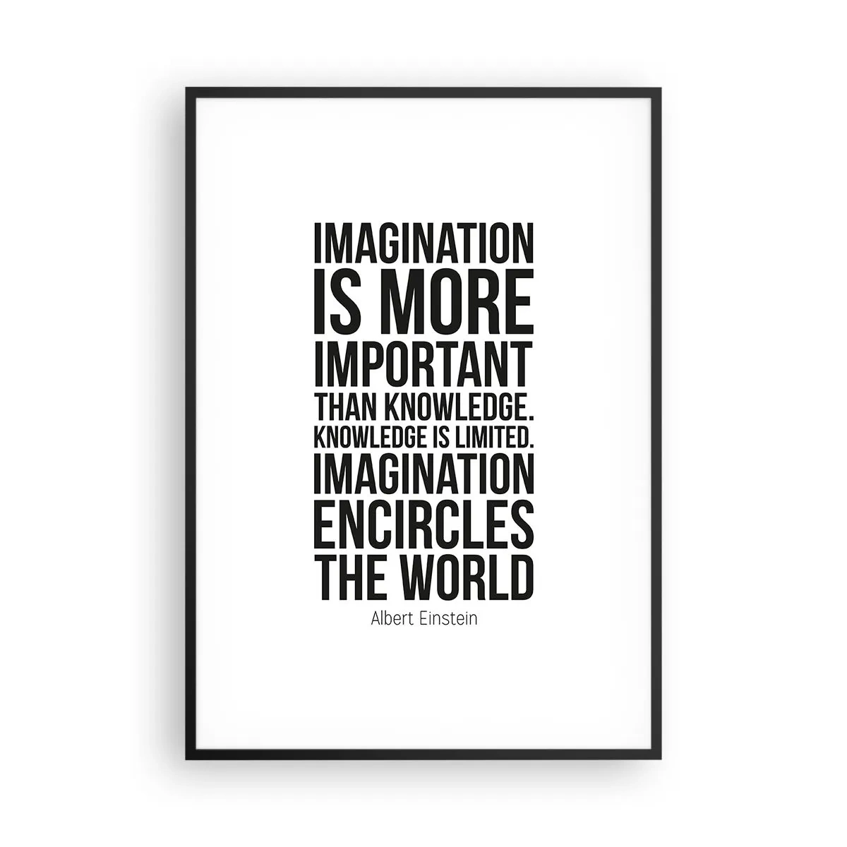 Poster in cornice nera - Einstein sul potere dell'immaginazione - 70x100 cm