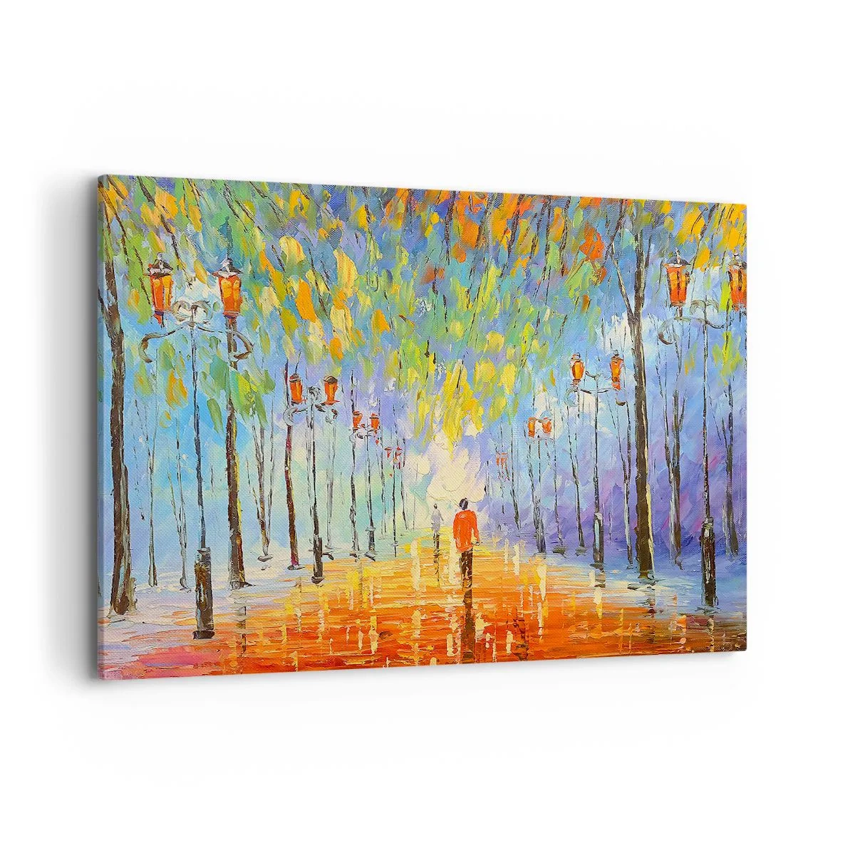 Quadro su tela - Stampe su Tela - Una pittoresca passeggiata tra le lanterne in una notte piovosa - 100x70cm - Canzone notturna sotto la pioggia - Decorazione murale moderna per soggiorno e camera da letto ARTTOR