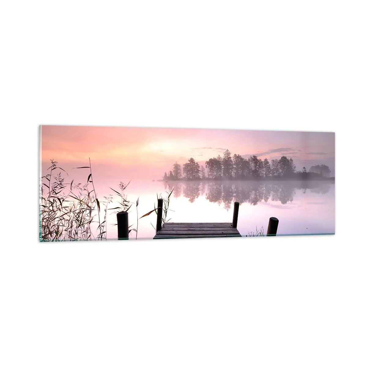 Quadro su vetro - Nebbia color lilla - 90x30 cm