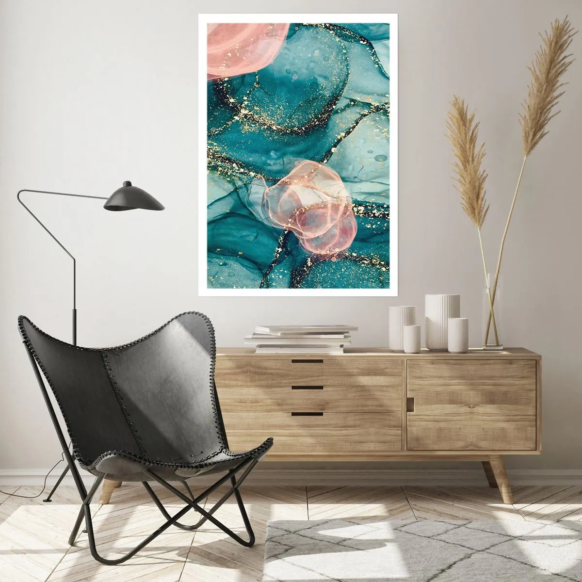 Poster - Blu di seta, rosa di tulle - 40x50 cm