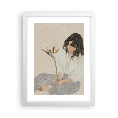 Poster in cornice bianca - Ritratto con fiore esotico - 30x40 cm