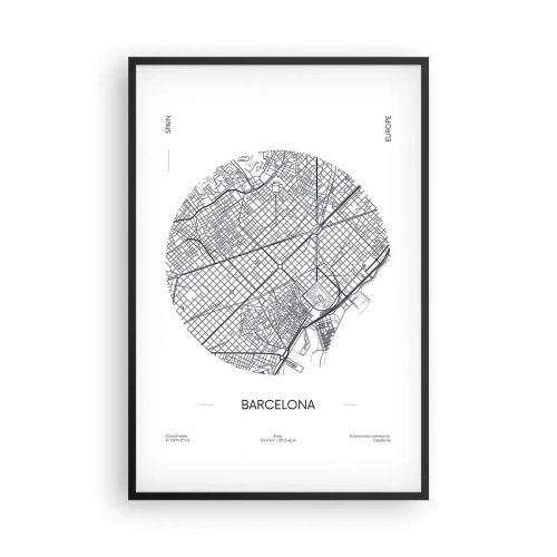 Poster in cornice nera - Anatomia di Barcellona - 61x91 cm