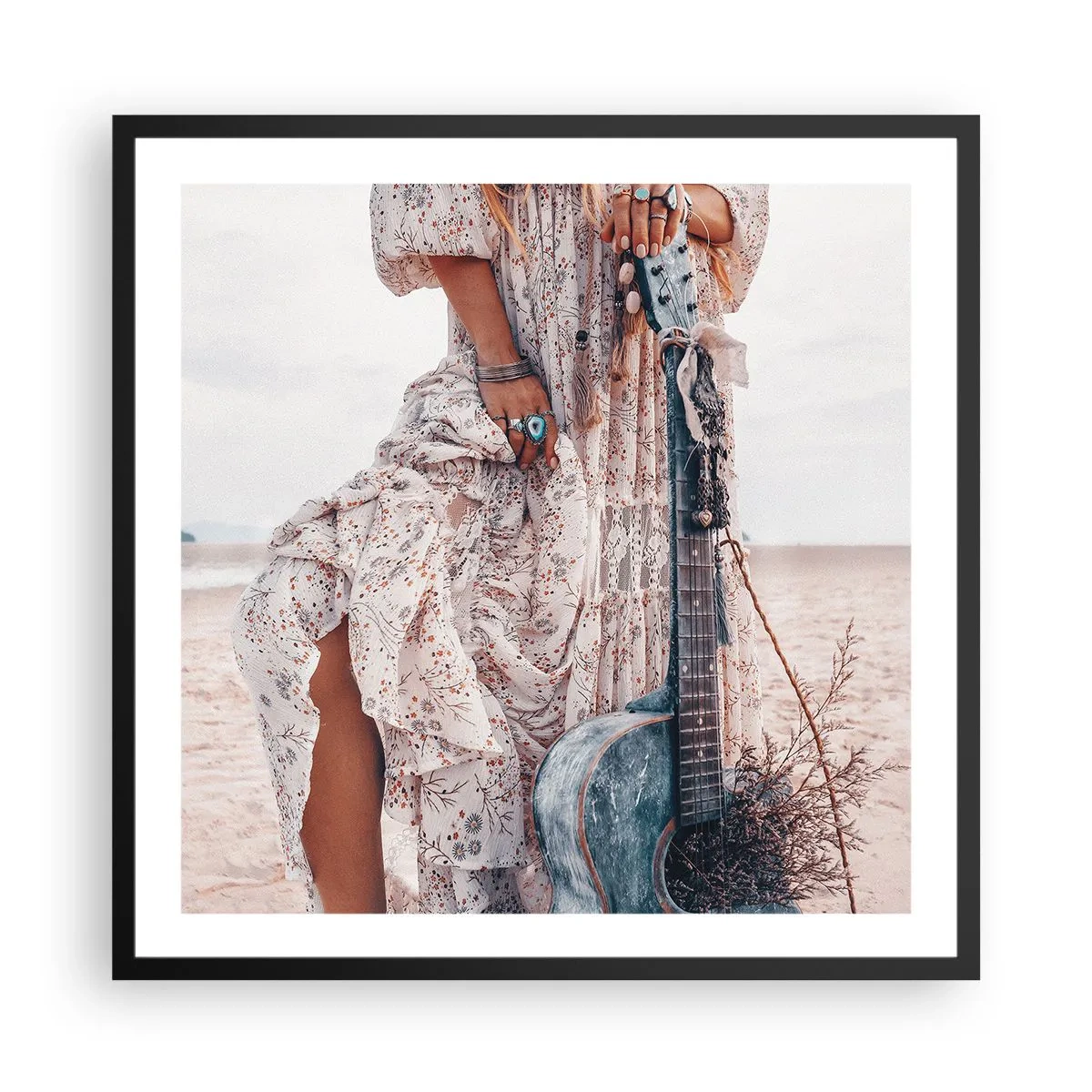 Poster in cornice nera - Figli dei fiori in cammino - 60x60 cm