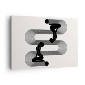 Quadro su tela - Stampe su Tela - Sagome nere con linee geometriche su sfondo chiaro - 70x50cm - Simmetria sensuale - Decorazione murale moderna per soggiorno e camera da letto ARTTOR