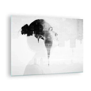 Quadro su vetro - Silhouette di una donna con elementi architettonici sullo sfondo - 70x50cm - Sui due lati del vetro - Decorazione murale moderna per soggiorno e camera da letto ARTTOR