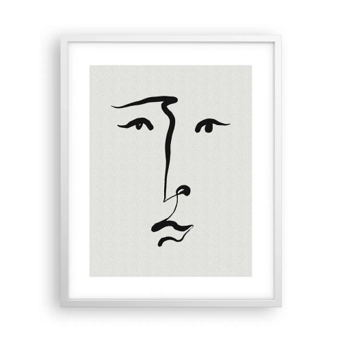 Poster in cornice bianca - Ritratto con un tratto solo - 40x50 cm