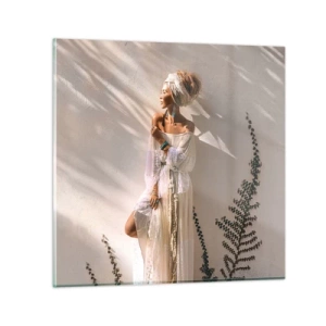 Quadro su vetro - Il sole e la ragazza - 70x70 cm