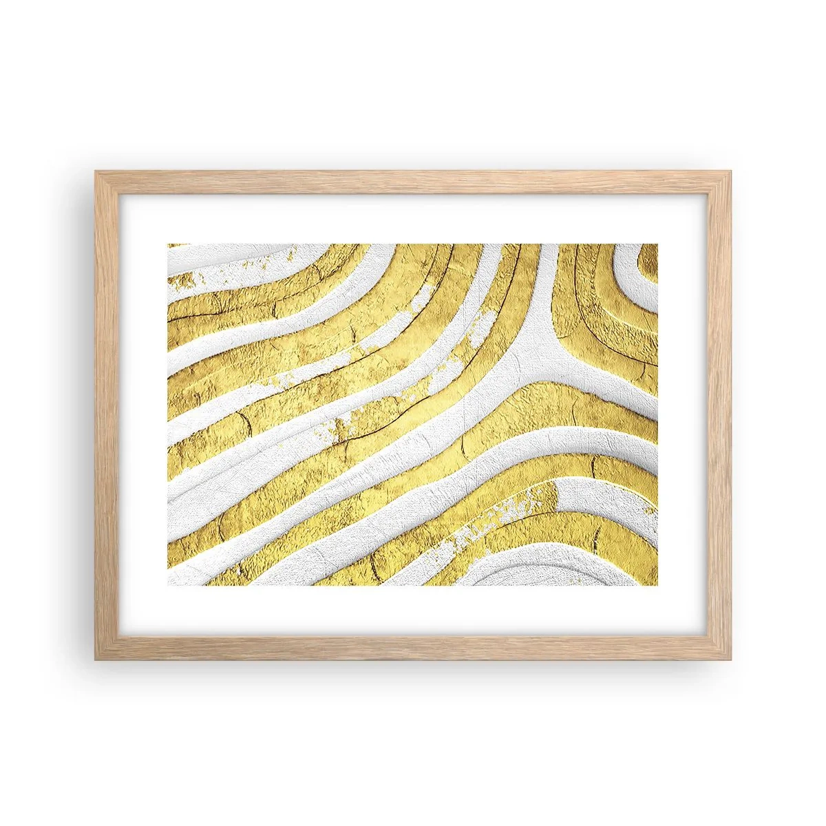 Poster in cornice rovere chiaro - Composizione in bianco e oro - 40x30 cm