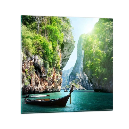 Quadro su vetro - Invito a un viaggio esotico - 30x30 cm