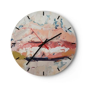 Orologio da parete - Orologio in Vetro - Texture astratta di vernici nelle tonalità del beige e del rosa - 30x30cm - Risveglia i sensi - Decorazione murale moderna per soggiorno, cucina e camera da letto ARTTOR
