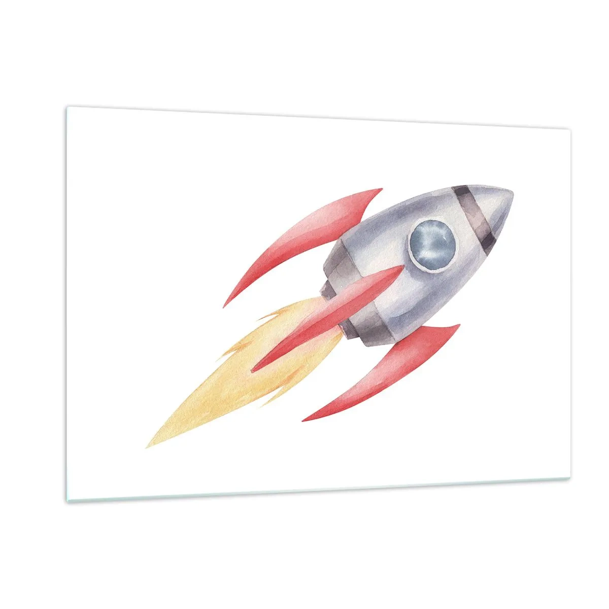 Quadro su vetro - Un razzo colorato che vola nello spazio - 120x80cm - Più in alto, più veloce, più lontano - Decorazione murale moderna per soggiorno e camera da letto ARTTOR