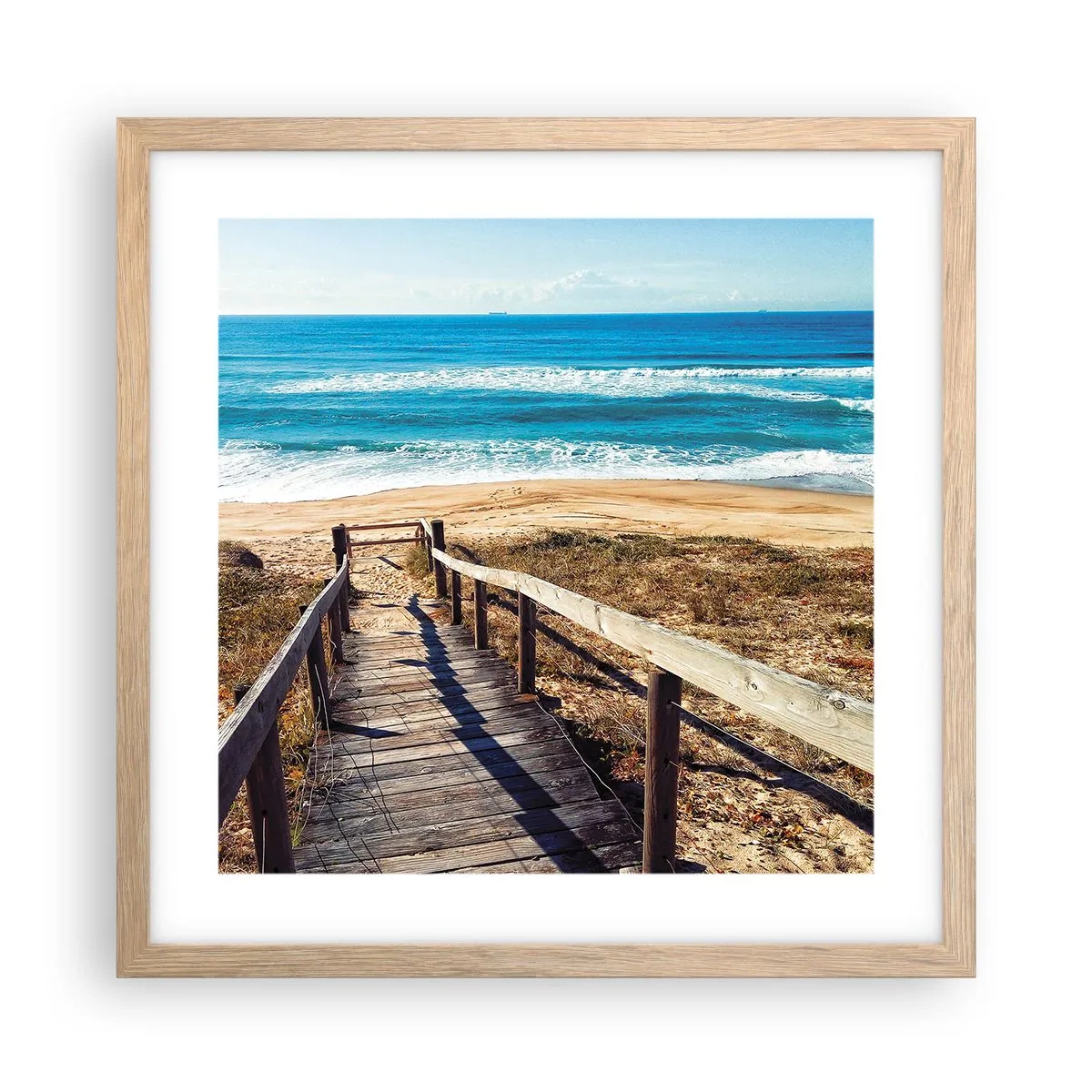 Poster in cornice rovere chiaro - Corri! - 40x40 cm
