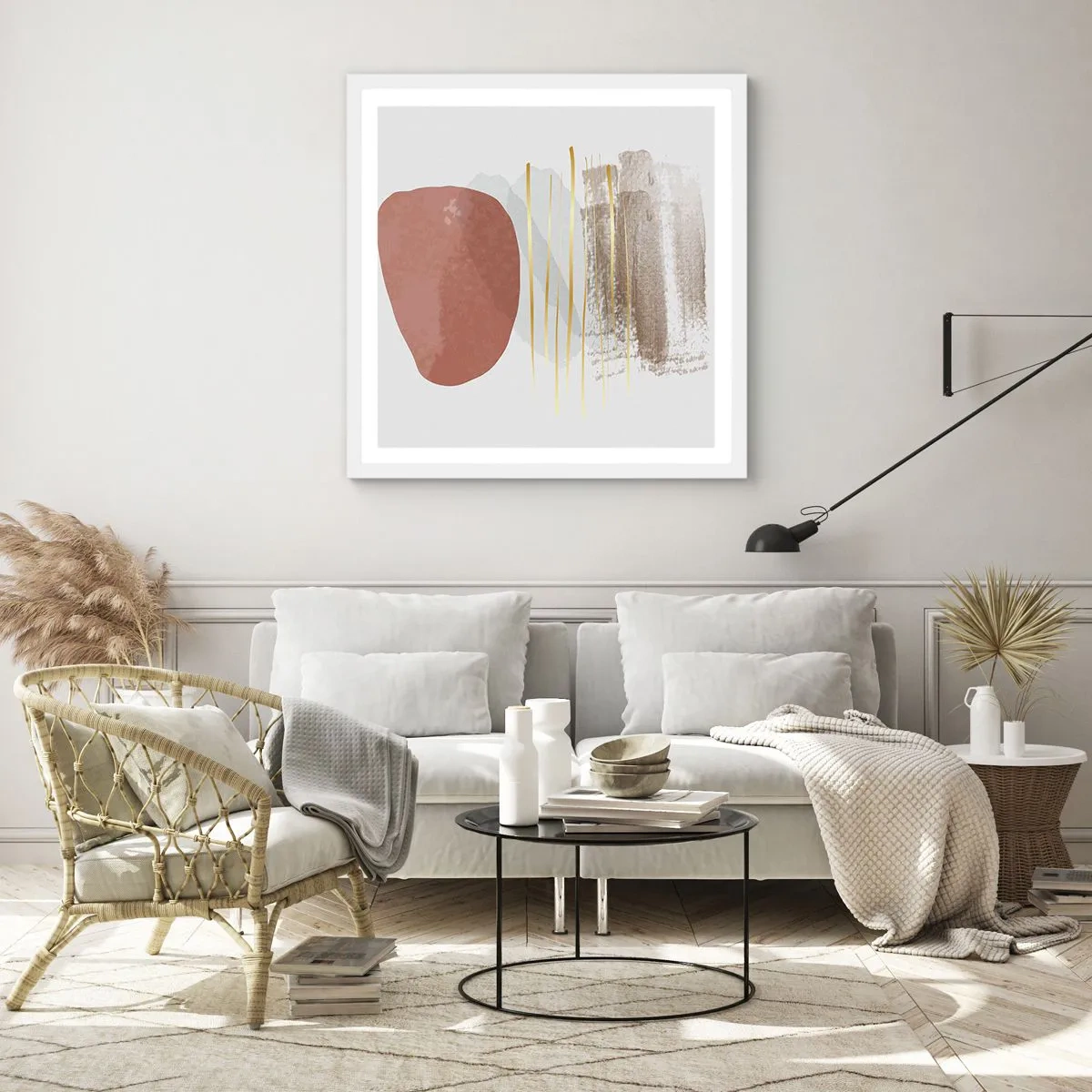 Poster in cornice bianca - Colonnato astratto - 50x50 cm