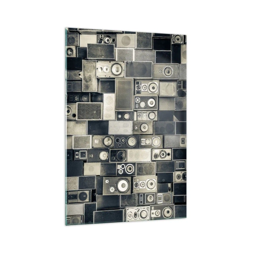 Quadro su vetro - Collezione di altoparlanti in stile retrò - 70x100cm - Armonia di suoni - Decorazione murale moderna per soggiorno e camera da letto ARTTOR