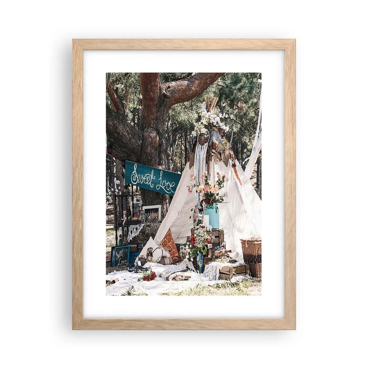 Poster in cornice rovere chiaro - Make love... - 30x40 cm