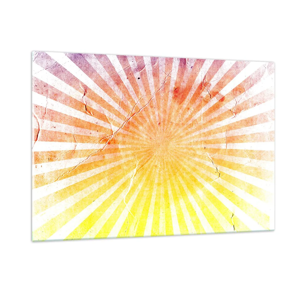 Quadro su vetro - Raggi del sole nascente o tramontante in stile retrò - 120x80cm - Albe e tramonti - Decorazione murale moderna per soggiorno e camera da letto ARTTOR