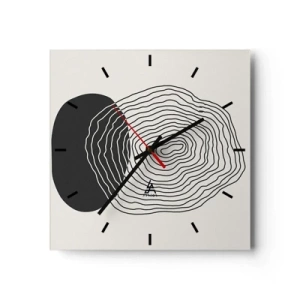 Orologio da parete - Orologio in Vetro - Motivo astratto con linee e forme in bianco e nero - 30x30cm - Durata e vibrazione - Decorazione murale moderna per soggiorno e camera da letto ARTTOR