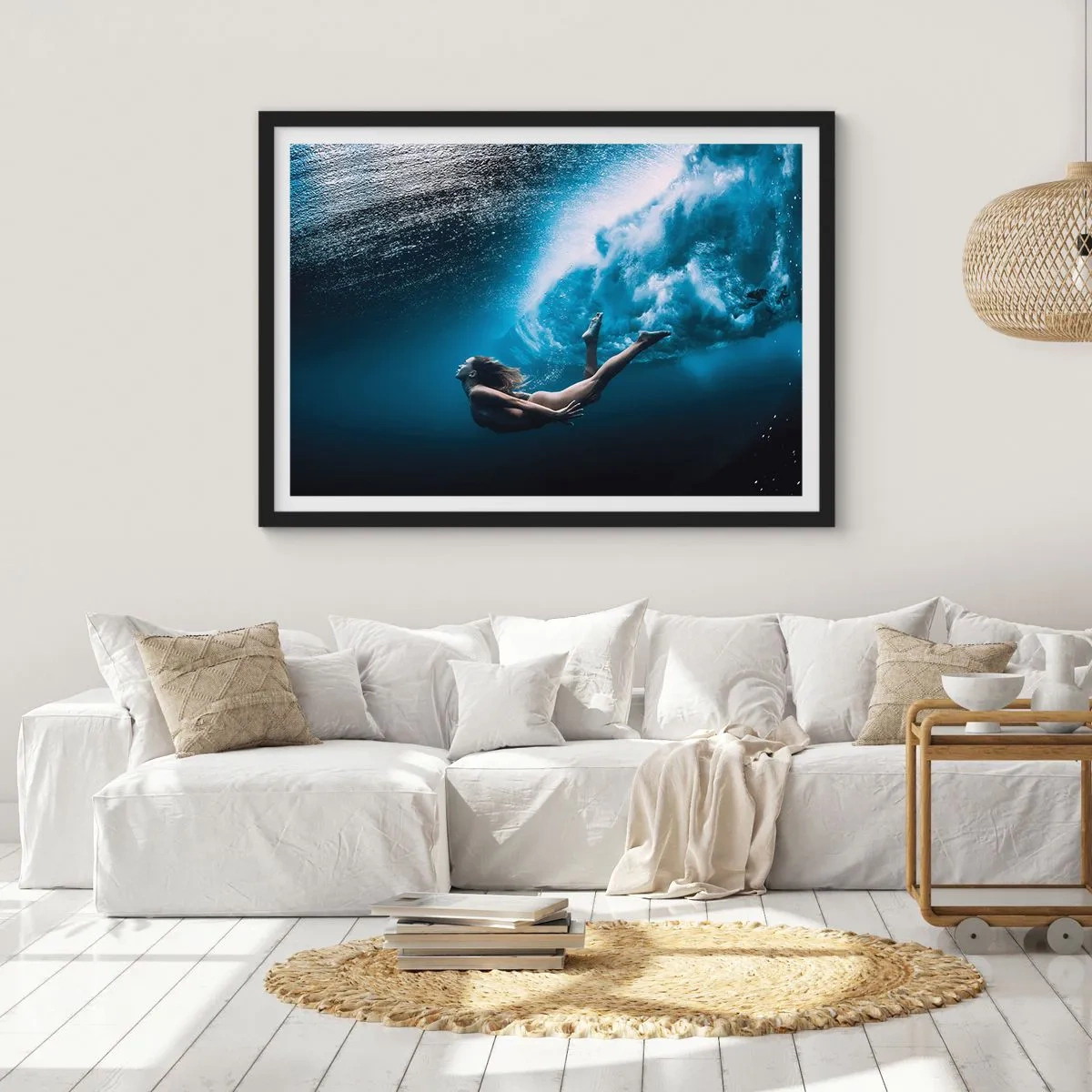 Poster in cornice nera - Moderna sirena - 40x30 cm