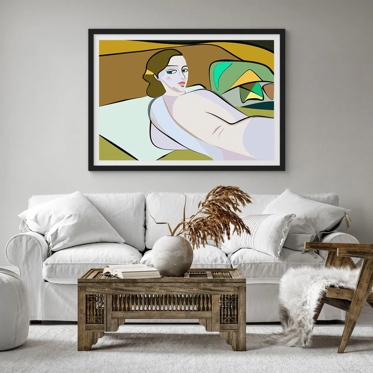 Poster in cornice nera - Figura astratta in stile moderno - 70x50cm - Ritratto intimo - Decorazione murale moderna per soggiorno e camera da letto ARTTOR