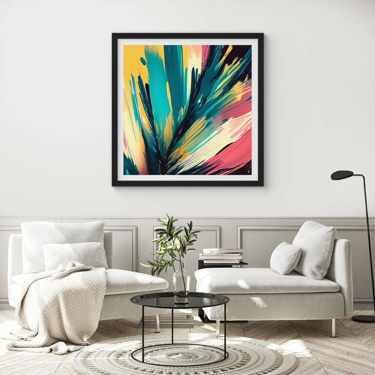 Poster in cornice nera - Composizione: esplosione di gioia - 30x30 cm
