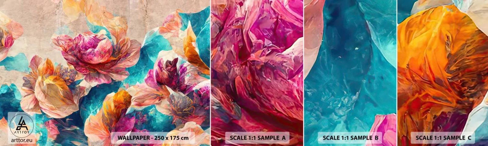 Campione di Fotomurale Adesivo Deluxe Sticker - Lo splendore colorato del bouquet - Fiori, Pastello, Pezzo - 100x30 cm