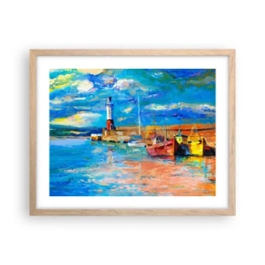 Poster in cornice rovere chiaro - Pomeriggio nell'insenatura multicolore - 50x40 cm