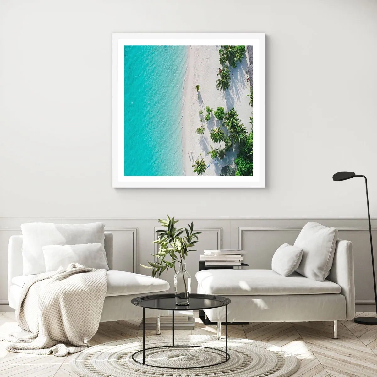 Poster in cornice bianca - Vacanze in paradiso - 40x40 cm