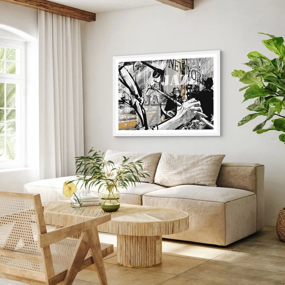 Poster in cornice bianca - Al ritmo di New York - 100x70 cm