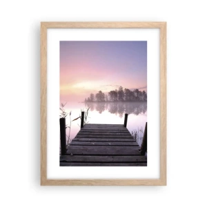 Poster in cornice rovere chiaro - Nebbia color lilla - 30x40 cm