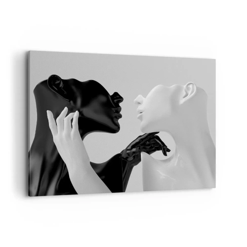 Quadro su tela - Stampe su Tela - Silhouette in bianco e nero in primo piano dinamico - 120x80cm - Desiderio - attrazione - Decorazione murale moderna per soggiorno e camera da letto ARTTOR