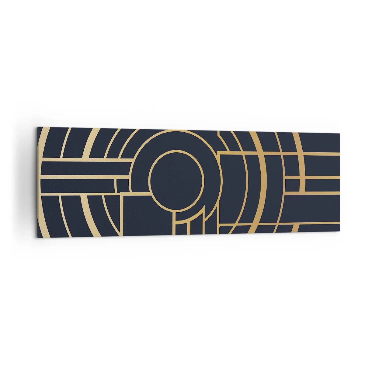 Quadro su tela - Stampe su Tela - Motivo geometrico con linee dorate - 160x50cm - Il giro delle cose - Decorazione murale moderna per soggiorno e camera da letto ARTTOR