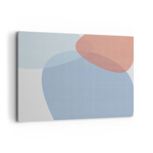 Quadro su tela - Stampe su Tela - Una composizione astratta nei toni pastello del blu e del rosa con forme organiche. - 100x70cm - Legami pastello - Decorazione murale moderna per soggiorno e camera da letto ARTTOR