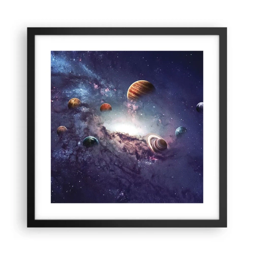 Poster in cornice nera - Sistema solare danzante - 40x40 cm
