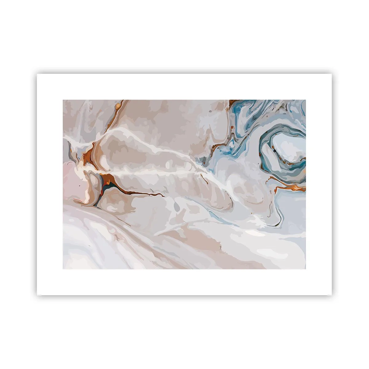 Poster - Meandri blu sotto il bianco - 40x30 cm