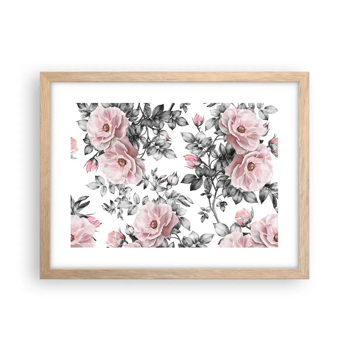 Poster in cornice rovere chiaro - Perdersi tra le rose - 40x30 cm