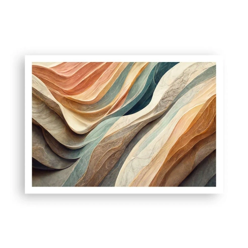 Poster - Onde astratte in tonalità pastello - 100x70cm - L'attimo prima del cambiamento - Decorazione murale moderna per soggiorno e camera da letto ARTTOR
