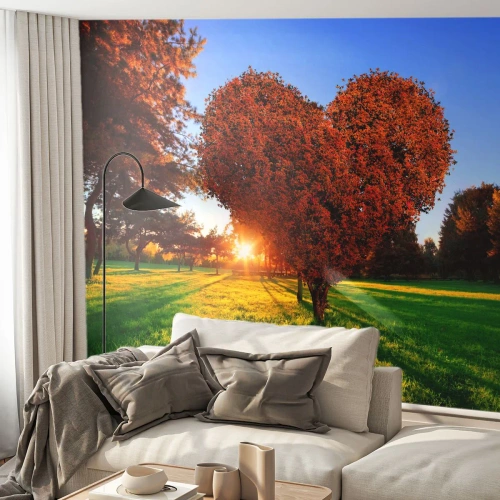 Fotomurali Autoadesivo Deluxe Sticker - Come non amare l'autunno - Paesaggio, Albero, Raggi del sole - 100x70 cm