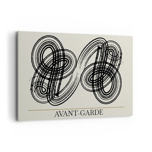 Quadro su tela - Stampe su Tela - Linee nere astratte su sfondo chiaro in stile avanguardista. - 120x80cm - In tutta spontaneità - Decorazione murale moderna per soggiorno e camera da letto ARTTOR