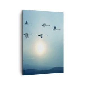 Quadro su tela - Stampe su Tela - Cigni in volo al mattino - 50x70cm - Addio estate, quest'anno - Decorazione murale moderna per soggiorno e camera da letto ARTTOR
