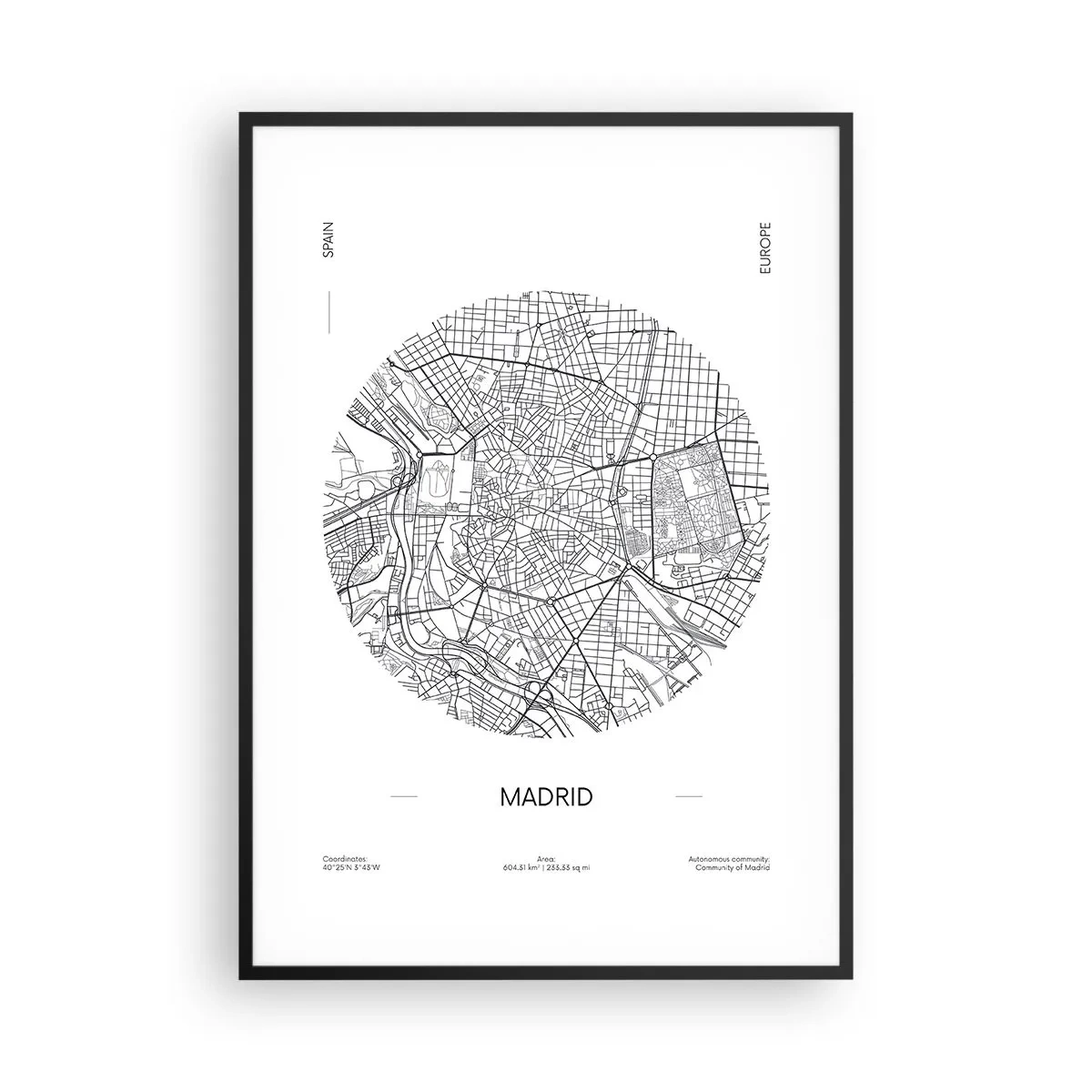 Poster in cornice nera - Anatomia di Madrid - 70x100 cm