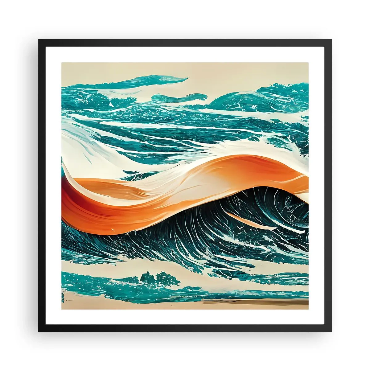Poster in cornice nera - Il sogno del surfista - 60x60 cm