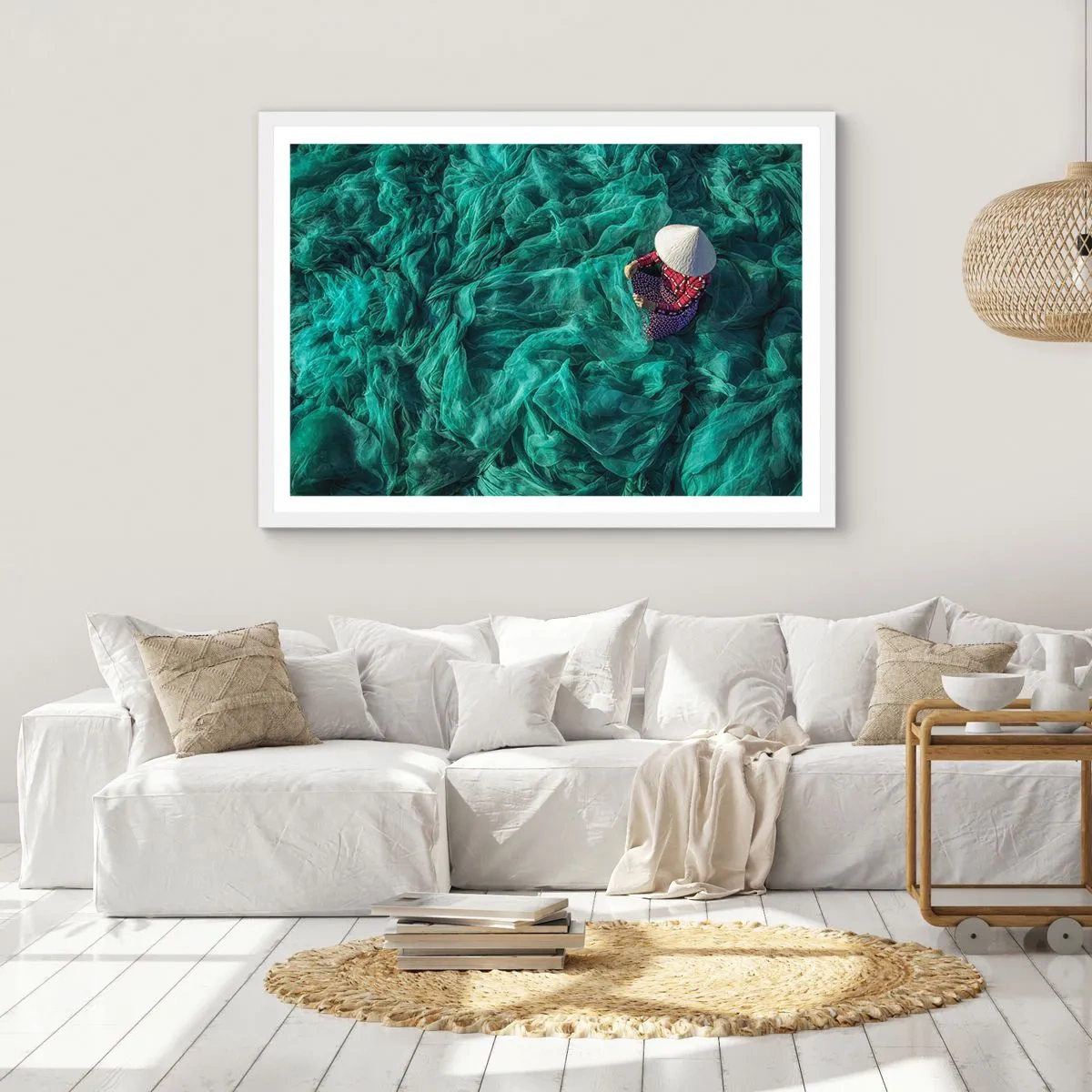 Poster in cornice bianca - Nel mare di reti - 100x70 cm
