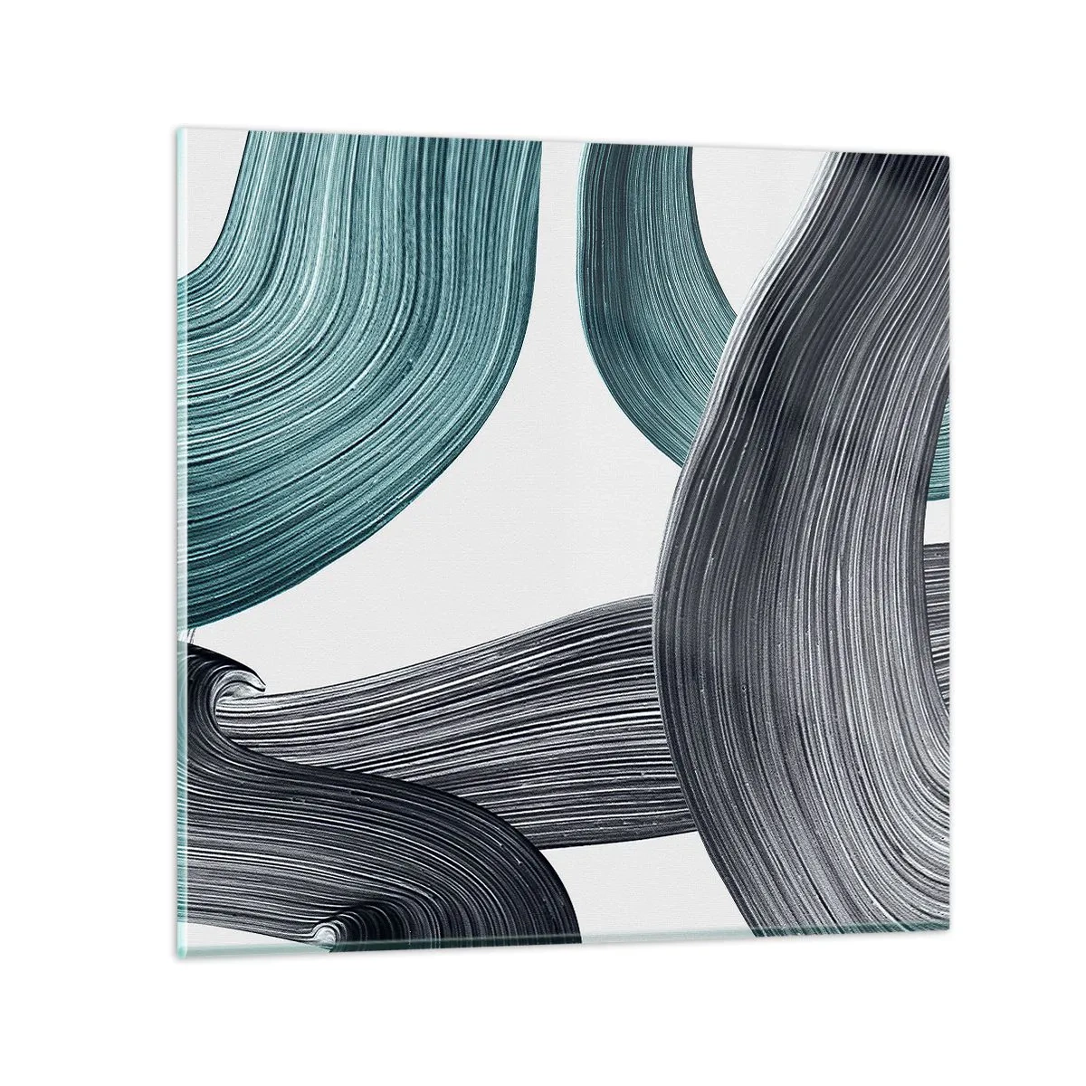 Quadro su vetro - Tracce smeraldo e nero - 60x60 cm